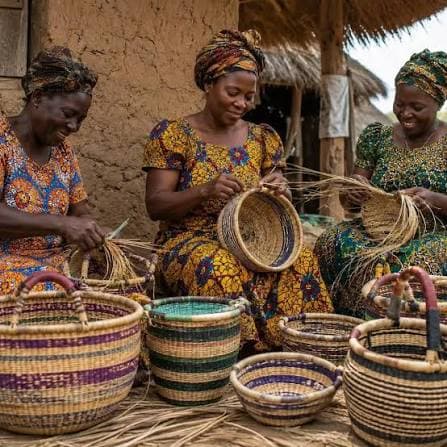 Women weaving traditional baskets